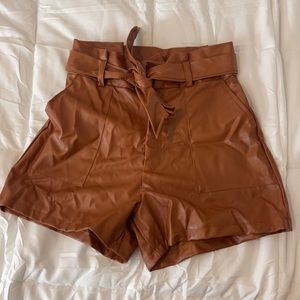 Brown leather shorts